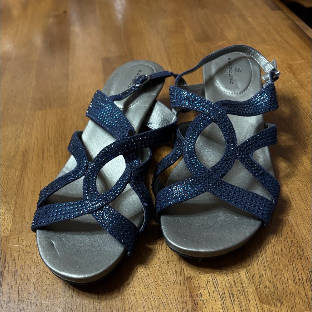 Bandolino blue glitter sandals, size 7 1/2